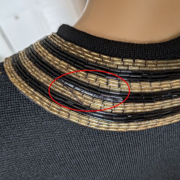 Vintage 80s Harve Benard Wool Sweater Dress Double Knit Beaded Rose Size S - Picture 6 of 15